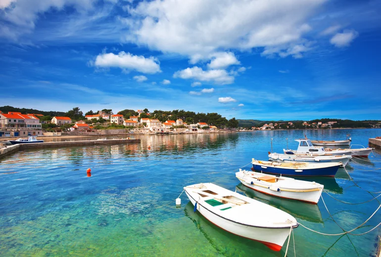 Charter yacht in a Croatian harbour with provisioning aboard