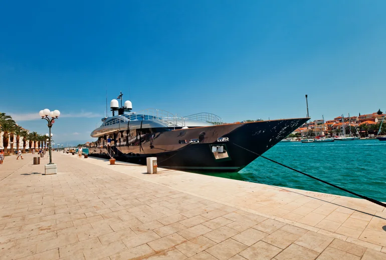 Catamaran sailing under canvas in Croatia