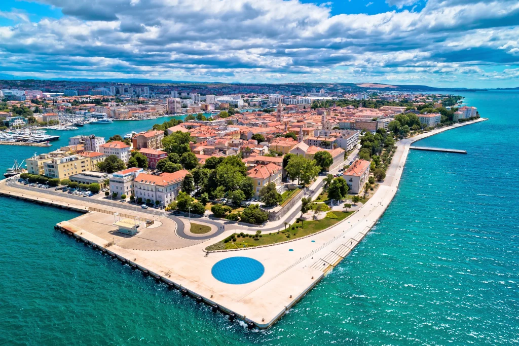 Zadar old town peninsula from above